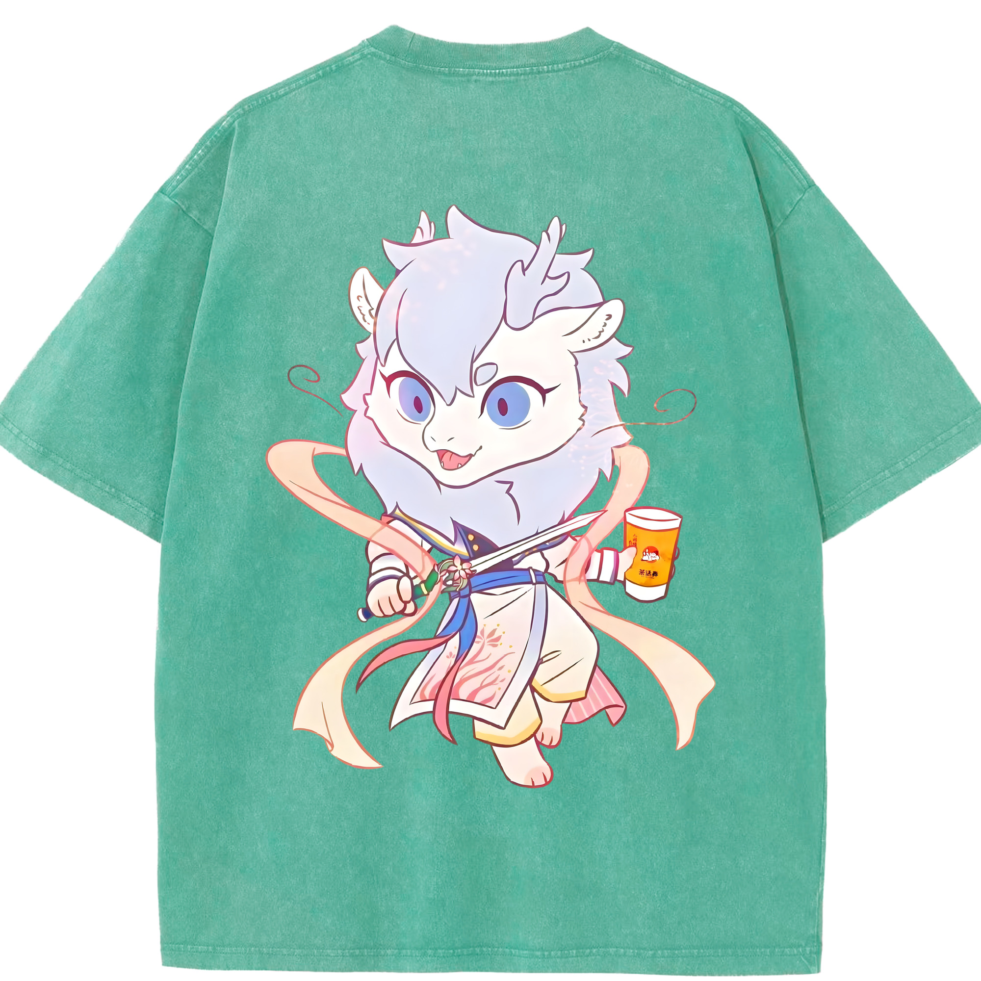 （画像用） Ne Zha 2 ナタ 魔童の大暴れ 綿100% ヴィンテージ風 半袖Tシャツ（背面プリント）
